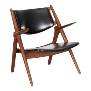 CH28 “Sawbuck” Chair in Teak Wood and Leather by Hans Wegner for Carl Hansen