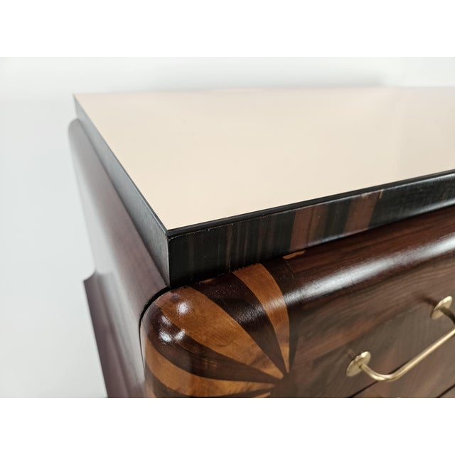 Art Deco Mahogany and Pink Maple Chest of Drawers with Mirror Top, 1940 For Sale - Image 6 of 18