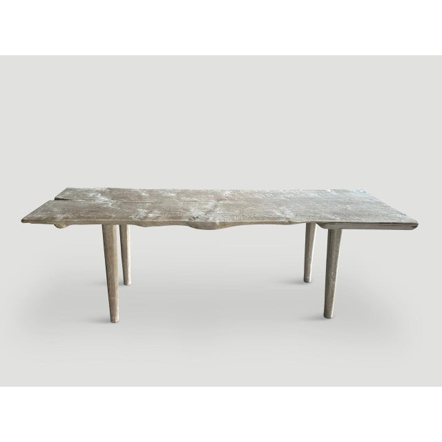 Andrianna Shamaris St. Barts Bleached Teak Wood Dining Table For Sale - Image 4 of 6