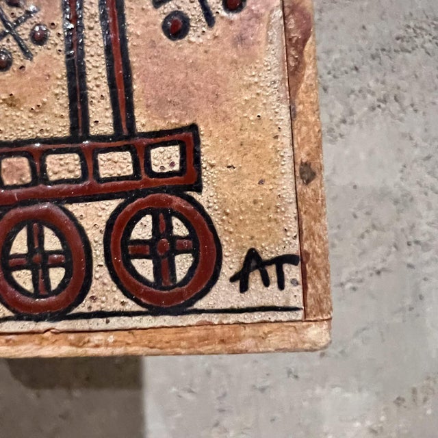 AMBIANIC presents 1970s Ceramic Wall Tile Art MCM Terracotta Greek Horse Chariot Angelos Tsakirakis Greek War Horses...