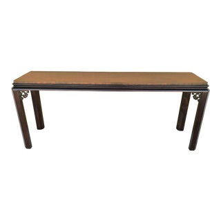 Henredon Fretted Asian Chinoiserie Mahogany Console Table 66" For Sale