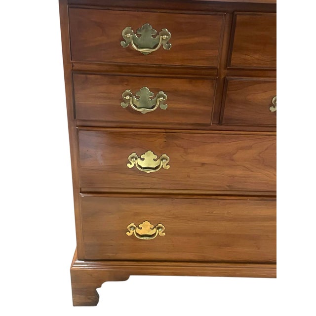 Wood Vintage Henkel Harris Georgian 10 Drawer Low Dresser For Sale - Image 7 of 11