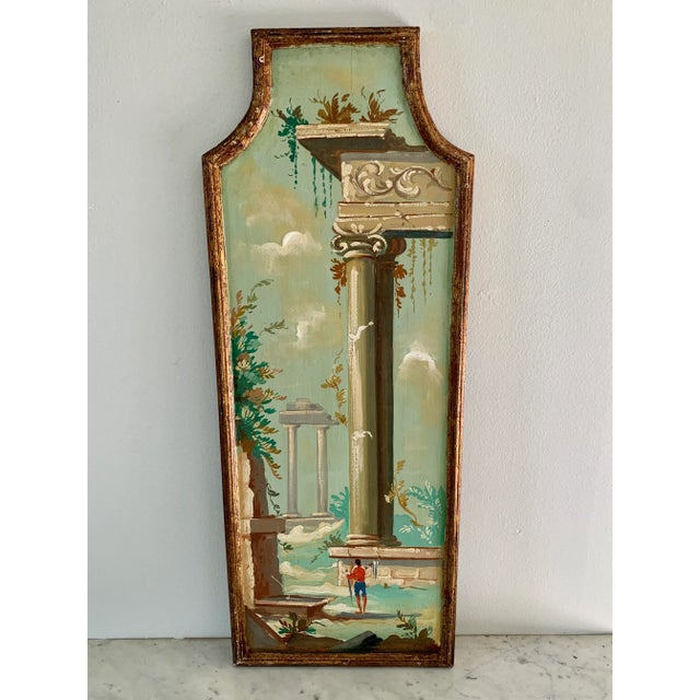 Antique Grand Tour Italian Capriccio Framed Oil on Board Paintings of a Landscape With Ruins, Pair For Sale In South Bend - Image 6 of 13