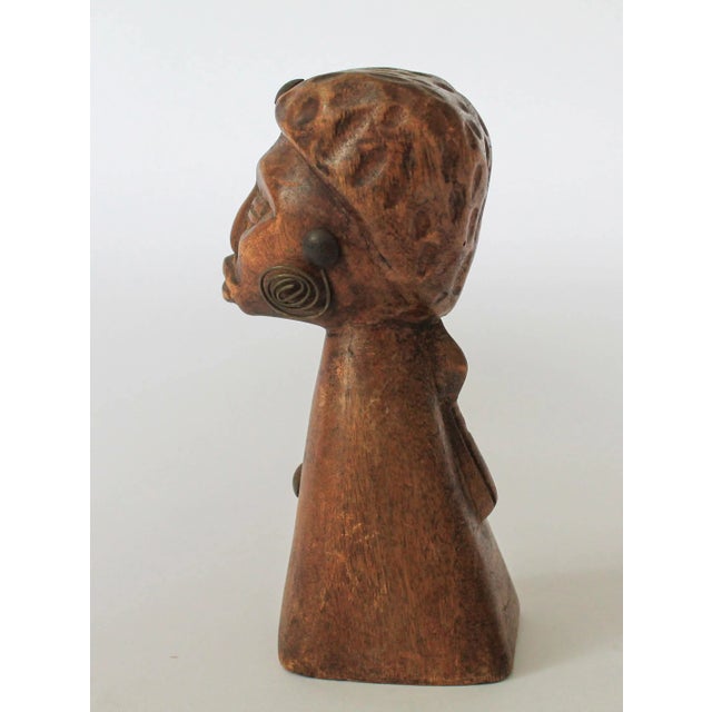 Carved Wood African Bust Figure For Sale - Image 4 of 7