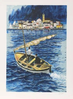 Amadeu Casals Pons, "Port of Cadaques" Lithograph
