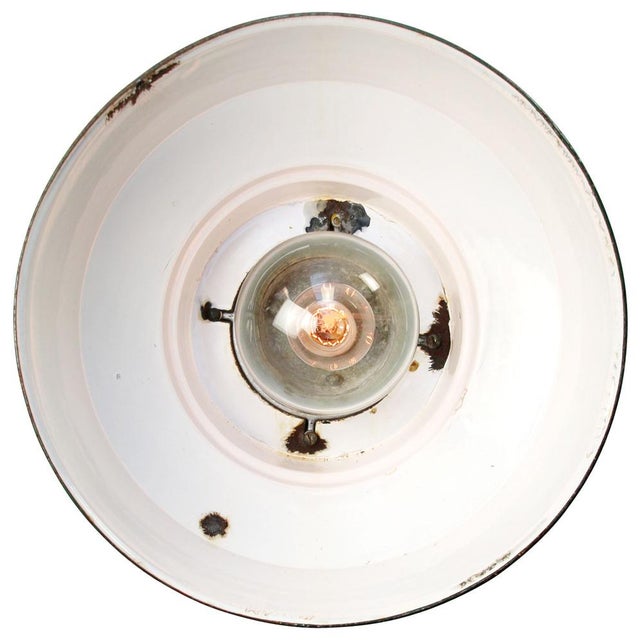 1950s Vintage Industrial British Pendant Lamp in Enamel, Cast Iron, and Glass from Maxlume For Sale - Image 5 of 8