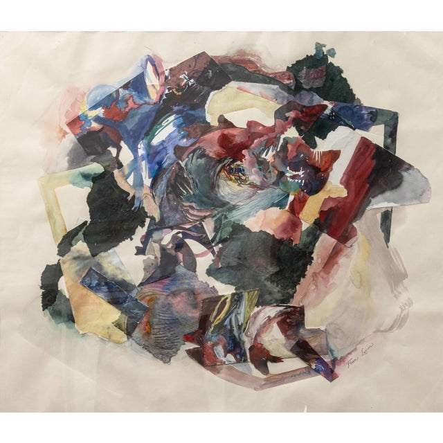 Fran Levin - Signed, C. 1980s Modern Watercolor Collage Abstract Expressionist For Sale - Image 4 of 6