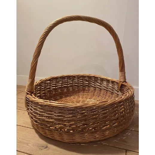 Vintage Huge Decorative Storage Wicker Basket with Handle For Sale - Image 9 of 9