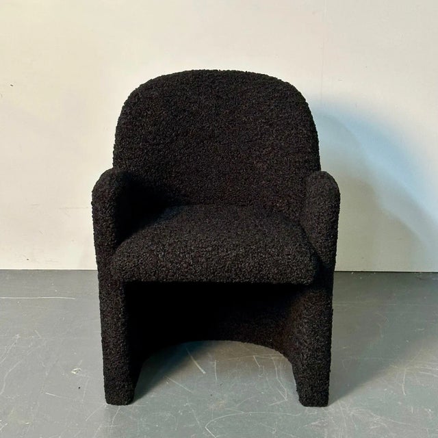 Single Mid-Century Modern Style Arm / Lounge Chair, Black Boucle, Organic Form For Sale - Image 12 of 13