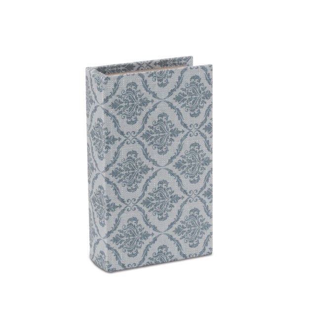 Blue Patterned Decorative Book Box (Set of 2) For Sale - Image 8 of 9