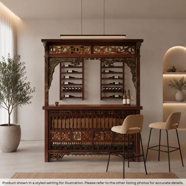 Dimensions: 80" (W) x 30" (D) x 99" (H) Serving counter : 79”(W) x 21.5" (D) x 43.5" (H) This one-of-a-kind , tall serving...