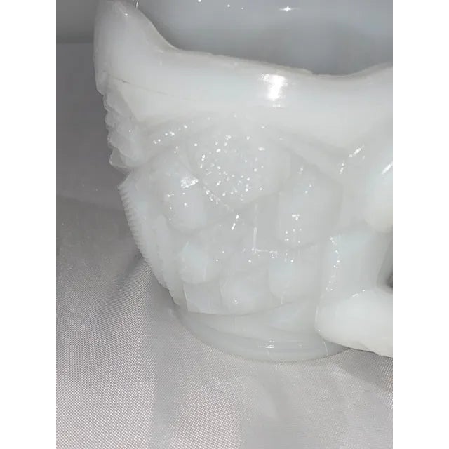 Glass Vintage McKee Glass Company Milk Glass Toltec Creamer For Sale - Image 7 of 9