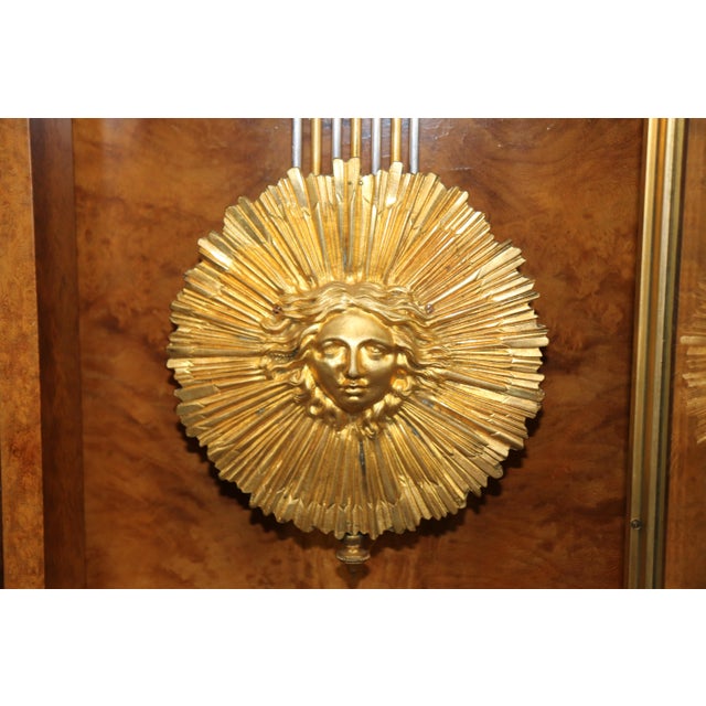 Brown Antique French Empire Style Bronze and Marble Mounted Tall Case Clock For Sale - Image 8 of 15