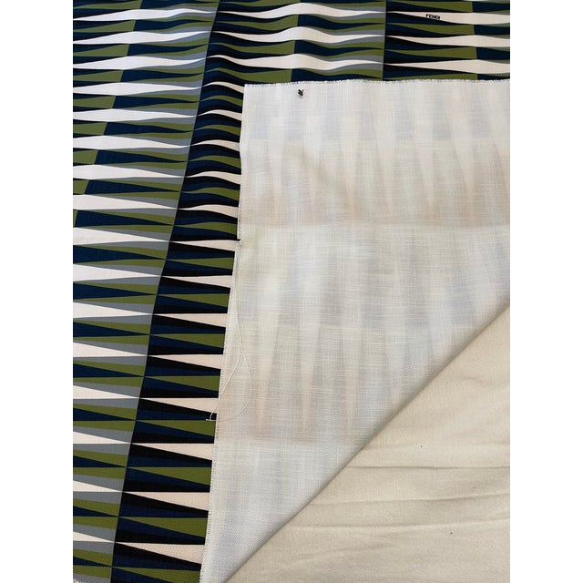 Fendi 1980s Fendi Upholstery in Cream, Olive and Blue- Italian For Sale - Image 4 of 6