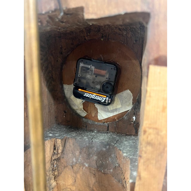 19th Century Black Forest Carved Clock Mounted Lamp With Cowhide Shade For Sale - Image 10 of 13