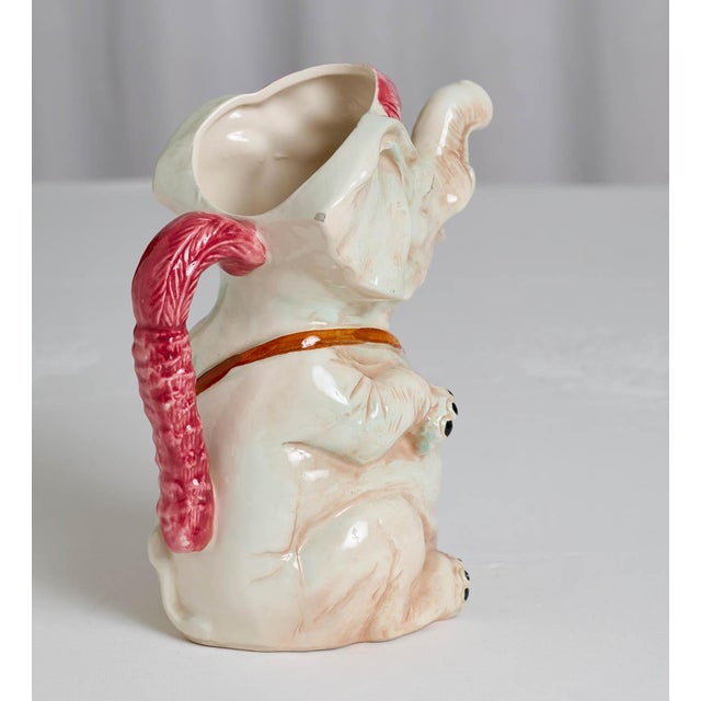 French Antique French Majolica Elephant Pitcher For Sale - Image 3 of 8