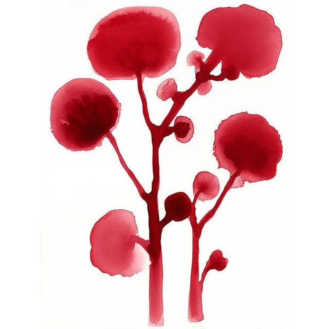 Set of 6 - White Wood or Natural Wood Framed Original Botanical Watercolor Flower Prints Installation in the Style of Louise Bourgeois For Sale - Image 4 of 8