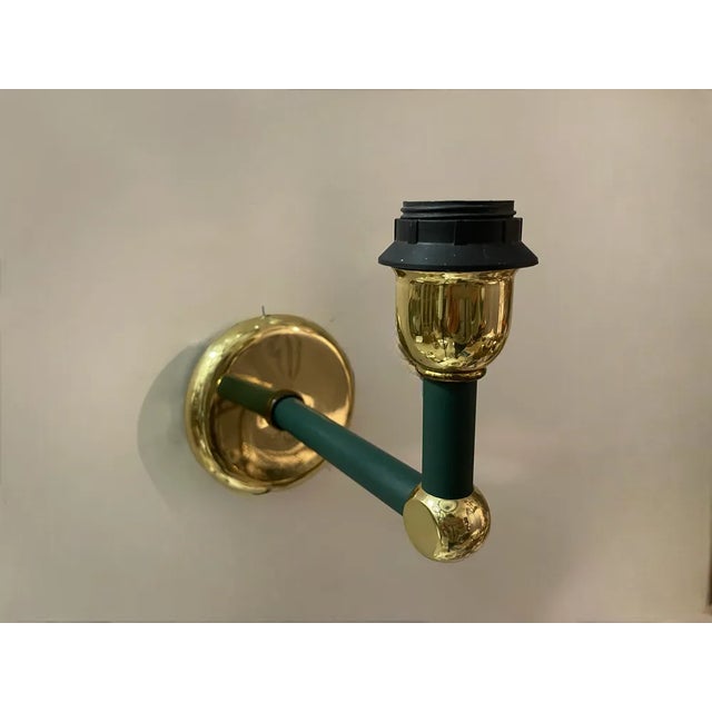 Metal Olive Green Sconces in Brass, 1980s, Set of 4 For Sale - Image 7 of 9