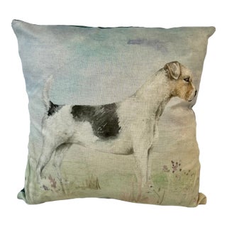 16" Square Decorative Pillow Adorned With a Striking Jack Russell Terrier Dog Portrait - Made in the U K For Sale