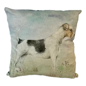 16" Square Decorative Pillow Adorned With a Striking Jack Russell Terrier Dog Portrait - Made in the U K