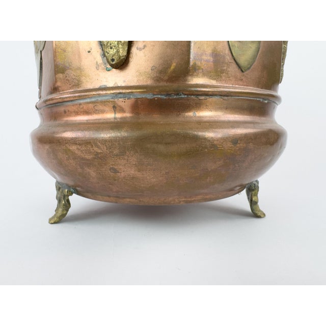 Antique French-Style Copper and Brass Jardiniere Planter With Gothic Mounts, C. 1900 For Sale - Image 14 of 18