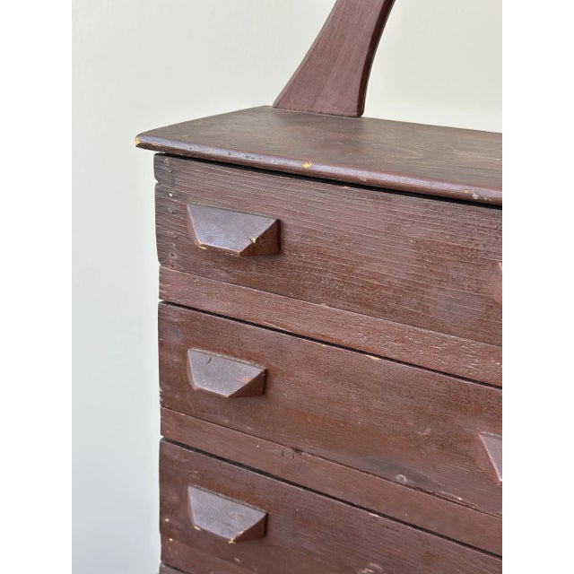 Antique Folk Art Miniature Chest of Drawers With Diminutive Mirror, Circa Early 20th Century For Sale - Image 9 of 18