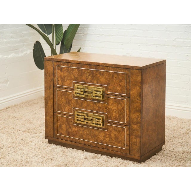 Wood Mid 20th Century Styled After Mastercraft Burl Chest of Drawers For Sale - Image 7 of 8