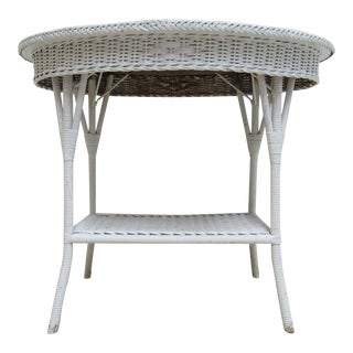 Antique Wicker Outdoor Side Table For Sale