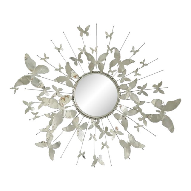 Global Views Butterfly Mirror – Nickel Plated Brass Sculptural Wall Mirror (2 Available) For Sale