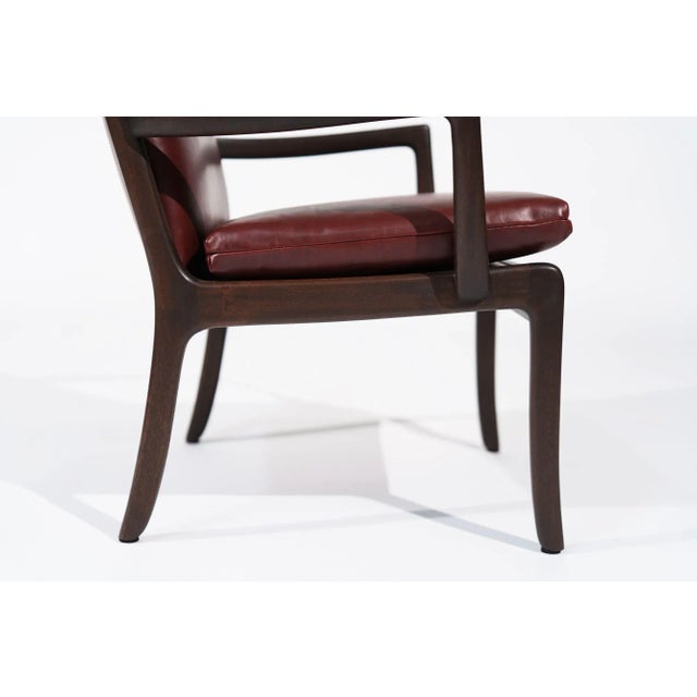 Set of Lounge Chairs by Ole Wanscher in Sangria Leather, Denmark, 1960s For Sale - Image 9 of 12