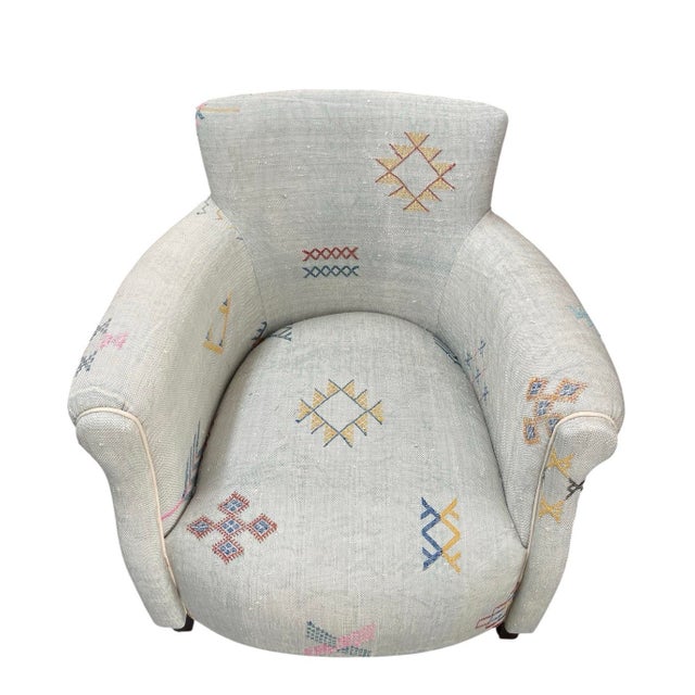 Tribal Handcrafted Moroccan Sabra Silk Club Chair - Marrakech For Sale - Image 3 of 12