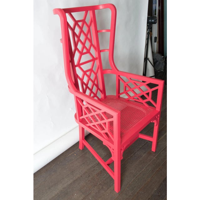 Tall Chinese Chippendale Wingback Arm Chair For Sale - Image 4 of 8