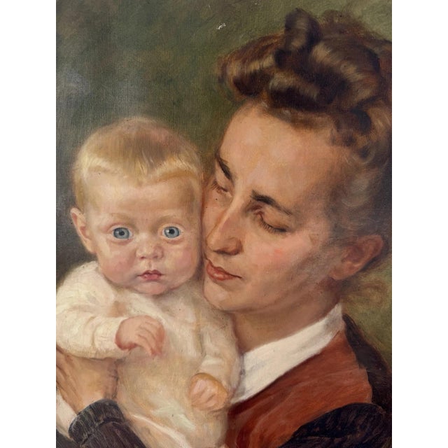 Piet Hein Eek Heinrich Pforr, Close Bond: Mother with Child in Her Arms, 1945, Oil on Canvas For Sale - Image 4 of 11