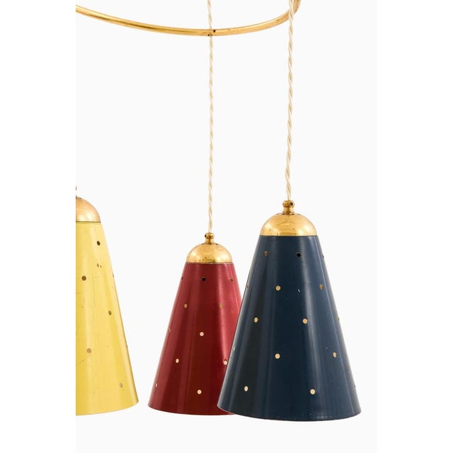 Ceiling Lamp with 4 Conical Shades, 1960s For Sale - Image 3 of 5