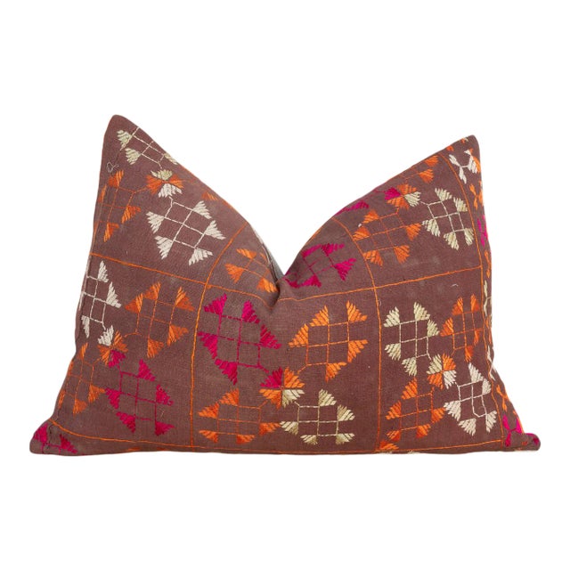 Mia Antique Indian Folk Lumbar Pillow For Sale