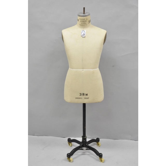 Vintage Modern Model Forms Dress Form Model 1987 Sz 38m on Cast Iron Base Stand For Sale - Image 16 of 16