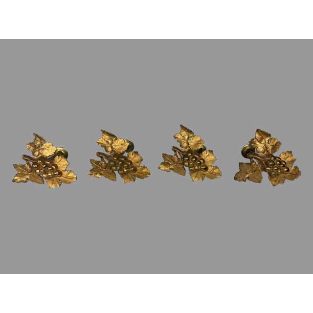 Late 19th Century Set of 4 Matching Antique Victorian Gilt Metal Grape & Leaf Curtain Tiebacks For Sale - Image 5 of 5