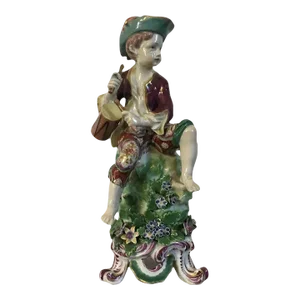 Antique 18th Century English George III Bow Porcelain Figure of a Drummer Boy