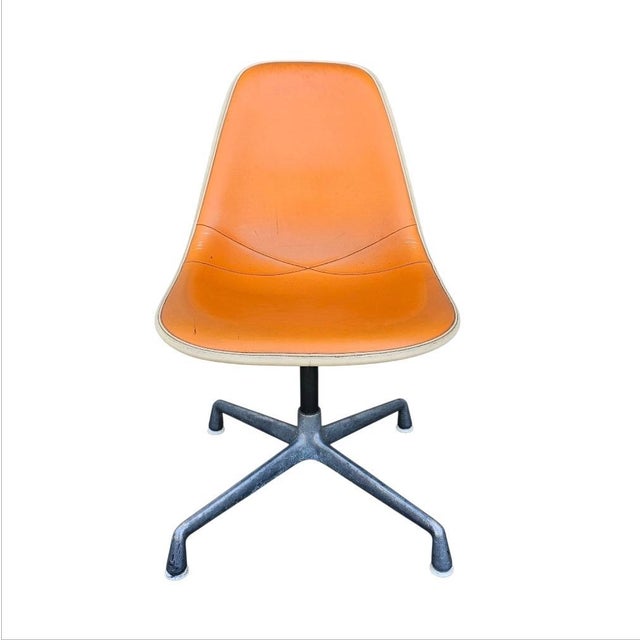 Mid Century Herman Miller Orange Ninyl Upholstered PSC Chair For Sale In Los Angeles - Image 6 of 18