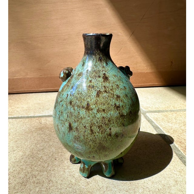 Small Sculptural Amphora-Shaped Studio Ceramic Art Vase on Feet, Italy, 1960s For Sale - Image 10 of 12