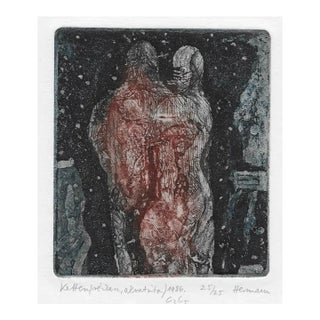 1986 Claude Hermann Modern Figural Etching For Sale