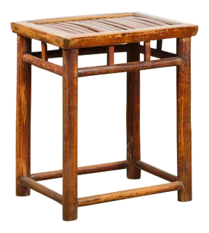 Chinese Qing Dynasty 19th Century Side Table with Split Bamboo Top and Patina