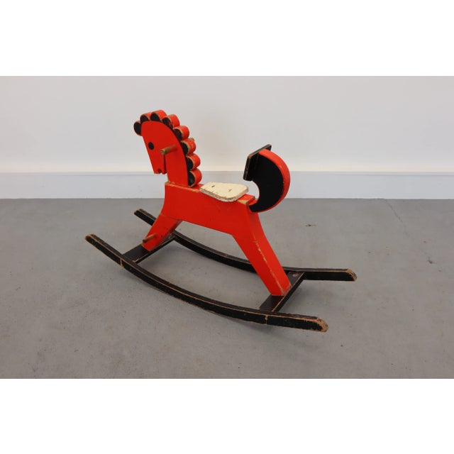 Mid-Century Wooden Rocking Horse For Sale - Image 4 of 10