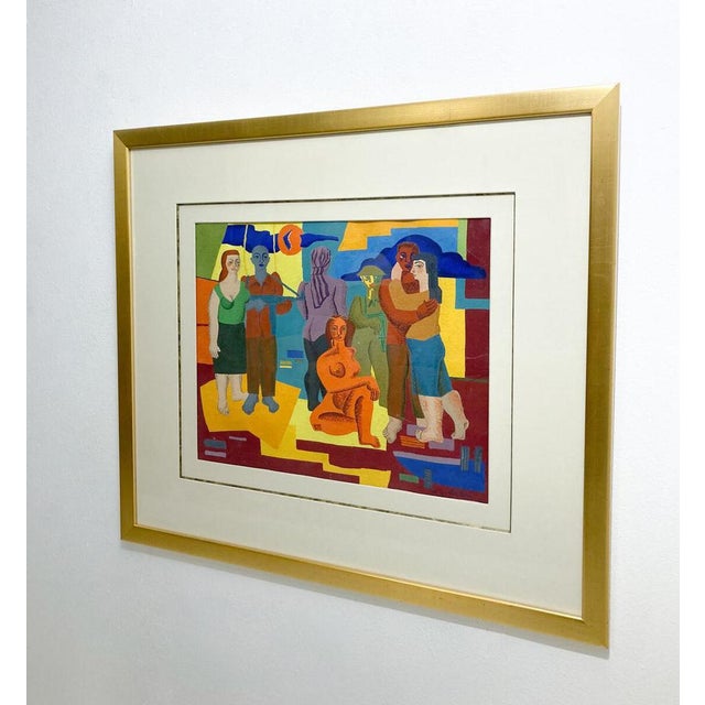 Leclère, Mid-Century Modern, 1960s, Watercolor For Sale - Image 6 of 7