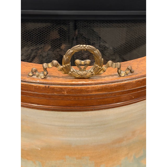 19th Century Napoleon III Style Three-Panel Painted Canvas Fireplace Screen For Sale - Image 4 of 15