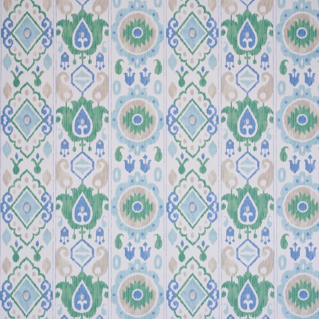 Schumacher Elizia Wallpaper in Green & Blue For Sale In New York - Image 6 of 6