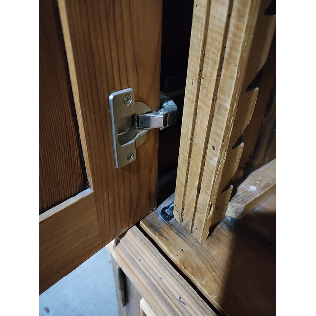 Late 20th Century Rustic Reclaimed Pine Hacienda-Style Entertainment Armoire / Storage Cabinet For Sale - Image 11 of 11