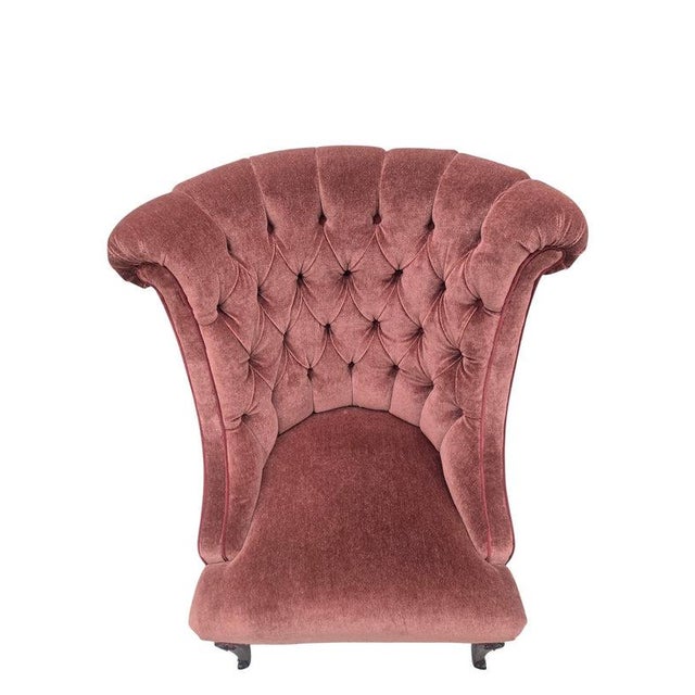 Mid 20th Century Vintage Queen Anne Style Tufted Wingback Chairs Newly Reupholstered - Pair For Sale - Image 5 of 14