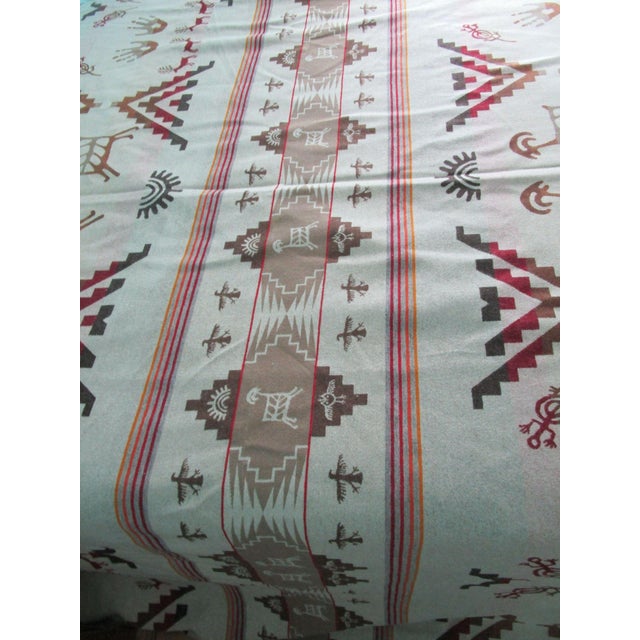 Pendleton Southwest Rock Art Petroglyph Wool Bedspread King Earth Tone Small Holes For Sale - Image 9 of 14