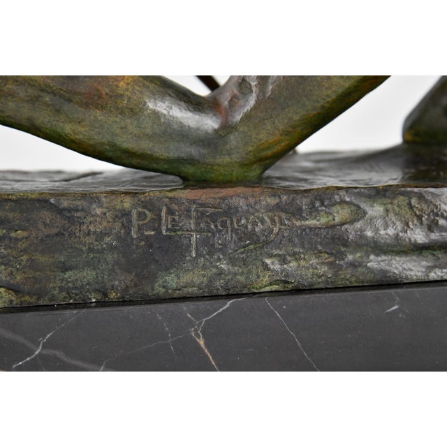 Pierre Le Faguays, Art Deco Sculpture of Athlete with Bow, 1930, Bronze on Marble Base For Sale - Image 11 of 13